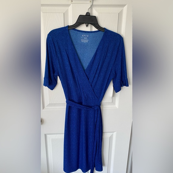Apt 9 Blue Polka Dot Wrap Around Dress w/ Belt NWT - Picture 5 of 7